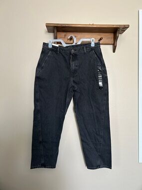 NWT Banana Republic High Rise Luxe Barrel Jeans Black Size 32/14